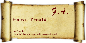 Forrai Arnold névjegykártya